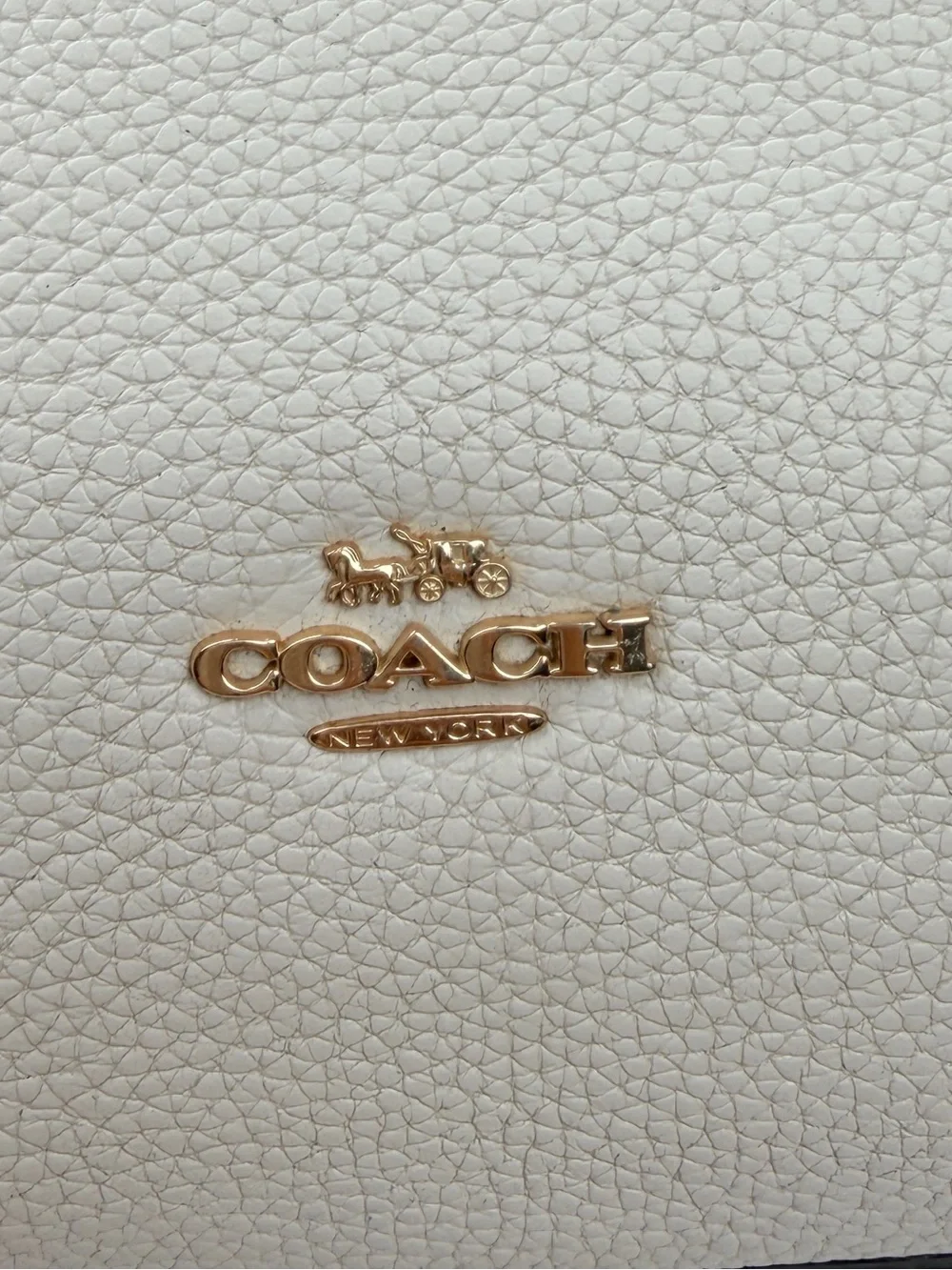 Coach Turnlock Chain Tote 27 GUC Cream/Chalk Gold